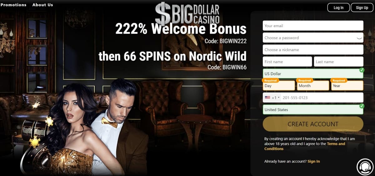 Big Dollar Casino Sign Up