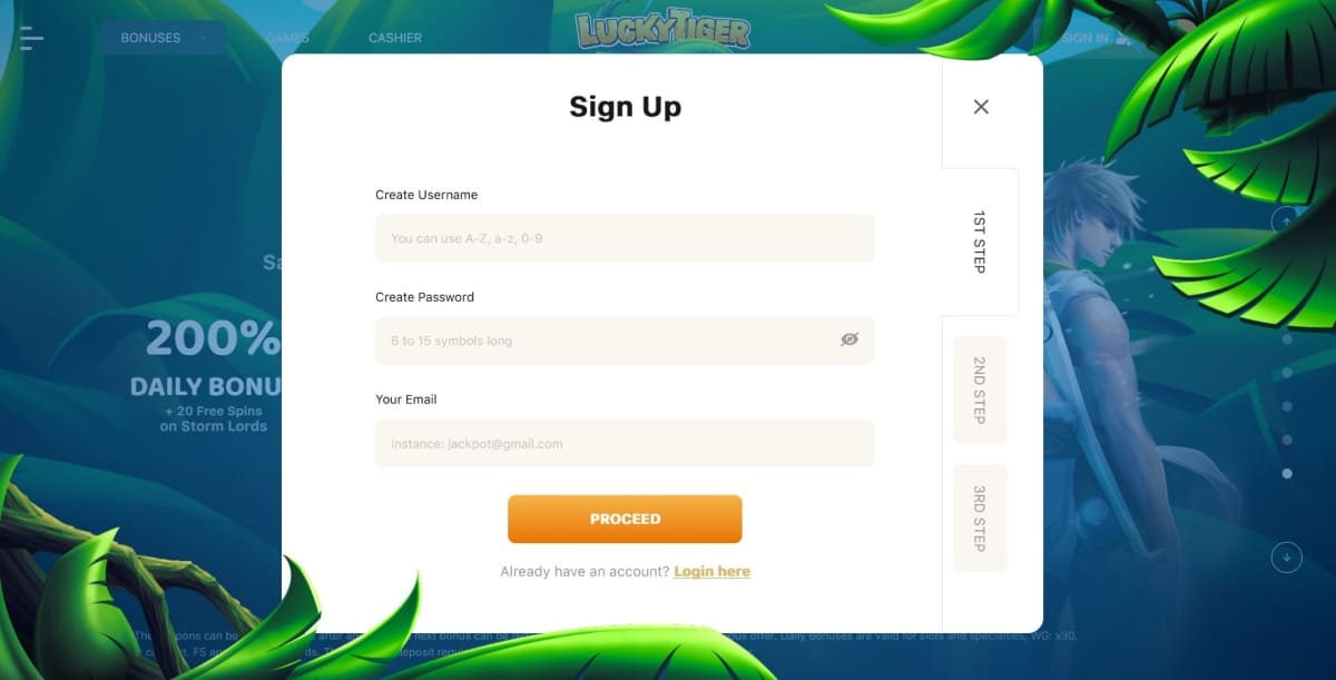 Lucky Tiger  Casino Sign Up
