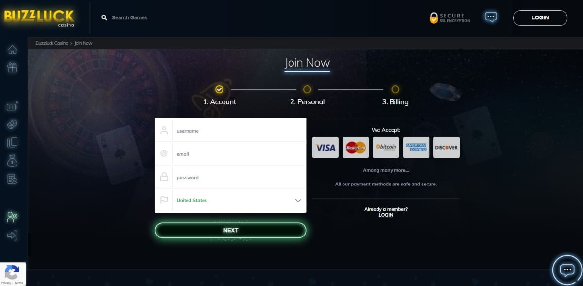 Buzzluck Casino Registration