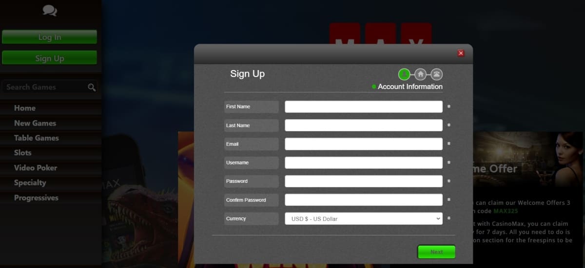 Casino Max Sign Up