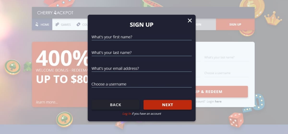 Сherry Jackpot Casino Sign Up