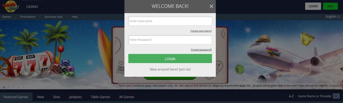 Luckland Casino Login