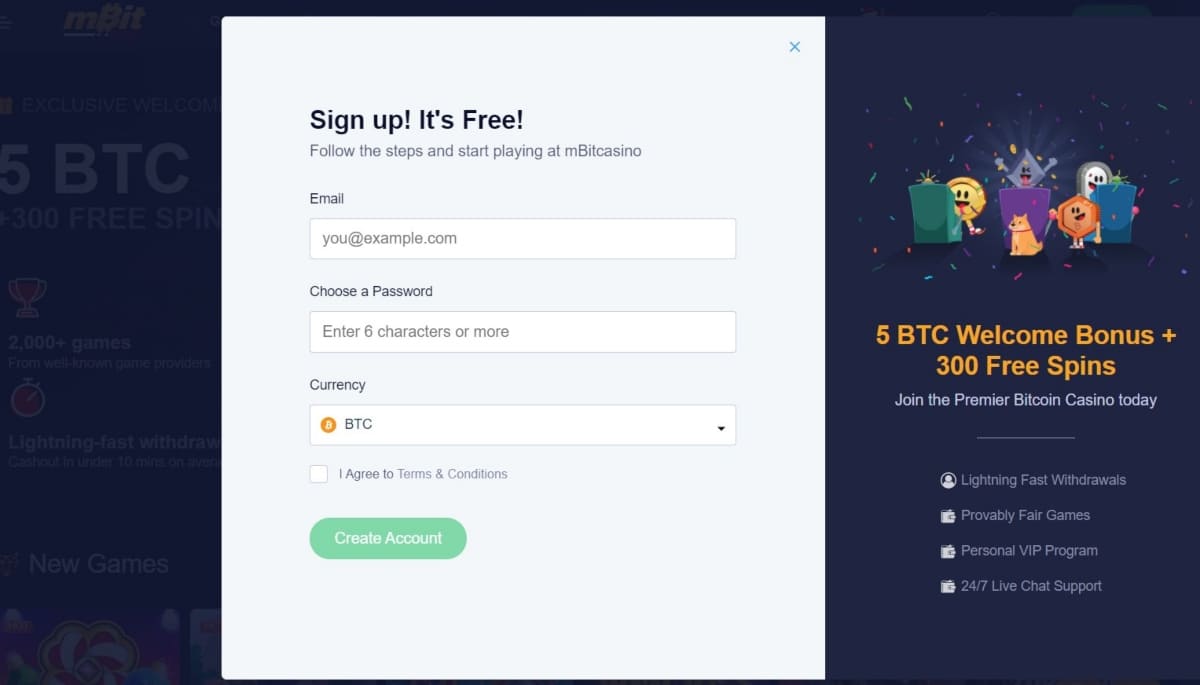 mBit Casino Sign Up