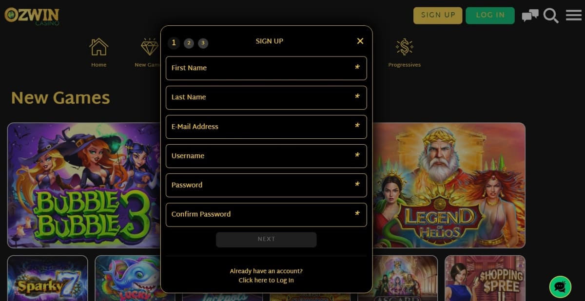 Ozwin Casino Sign Up