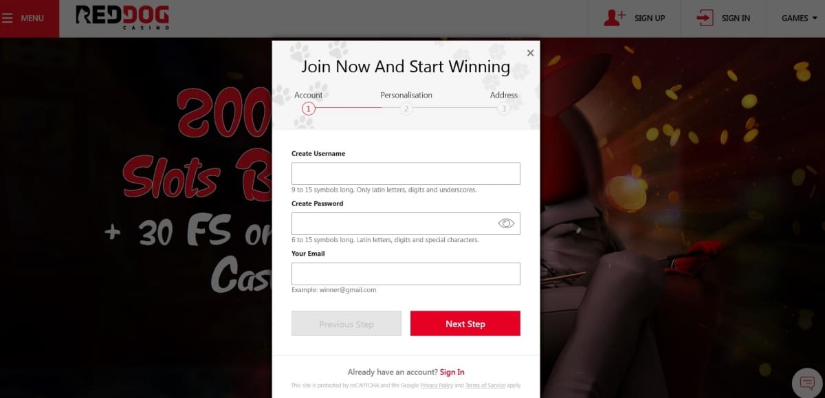 Red Dog Casino Sign Up