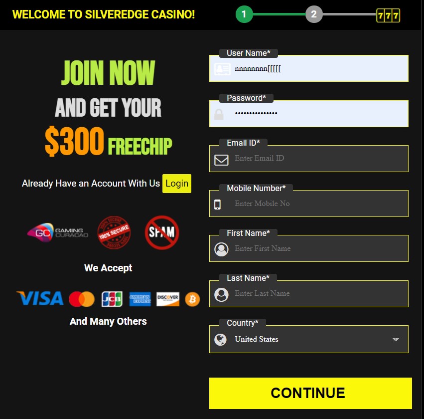 Silveredge Casino Sign Up