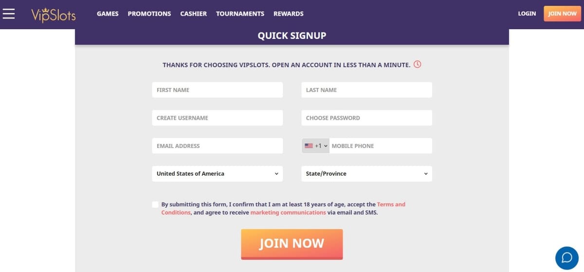VIP Slots Casino Sign Up