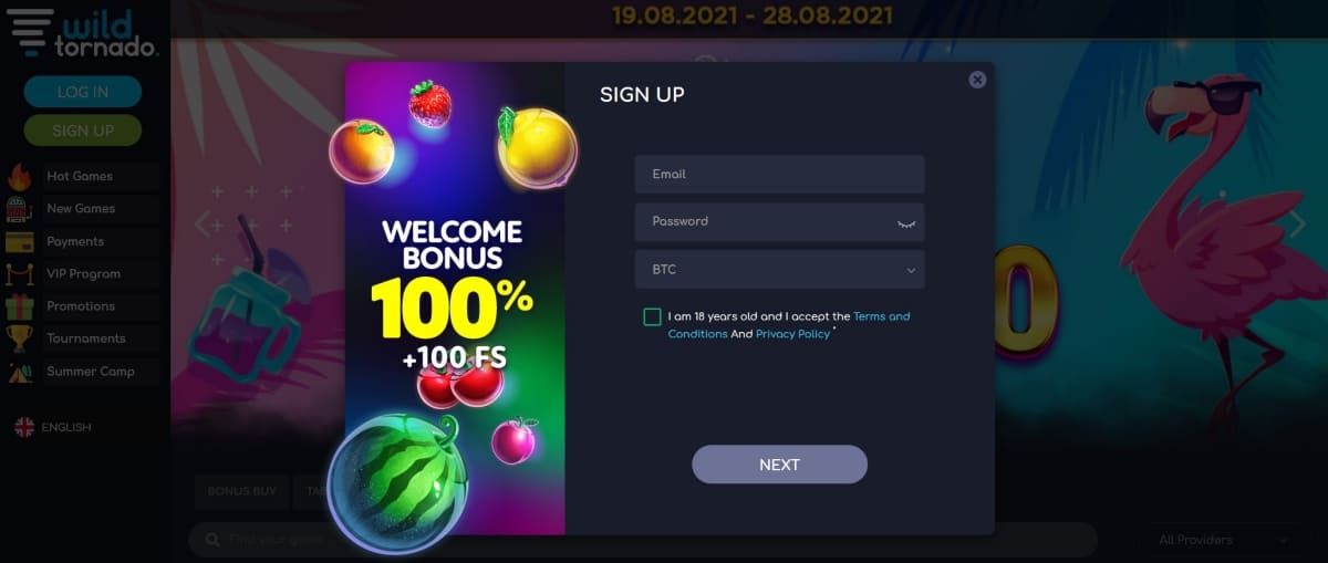Wild Tornado Casino Sign Up Bonus