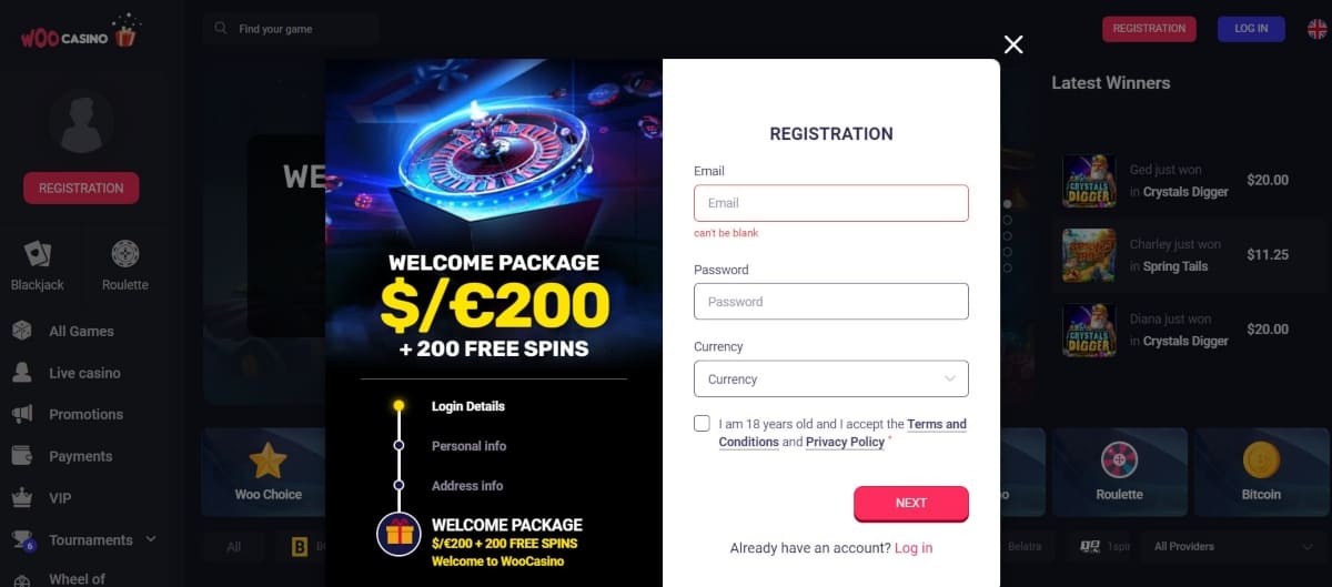 Woo Casino Registration