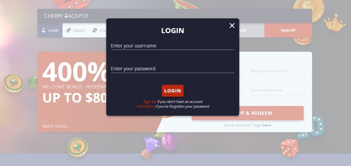Сherry Jackpot Casino Login