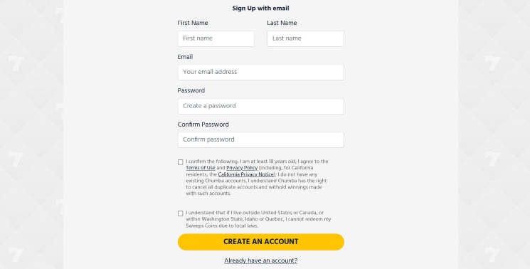 Chumba Casino Sign Up