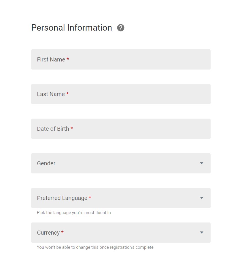 Lucky Nugget Registration Personal Information