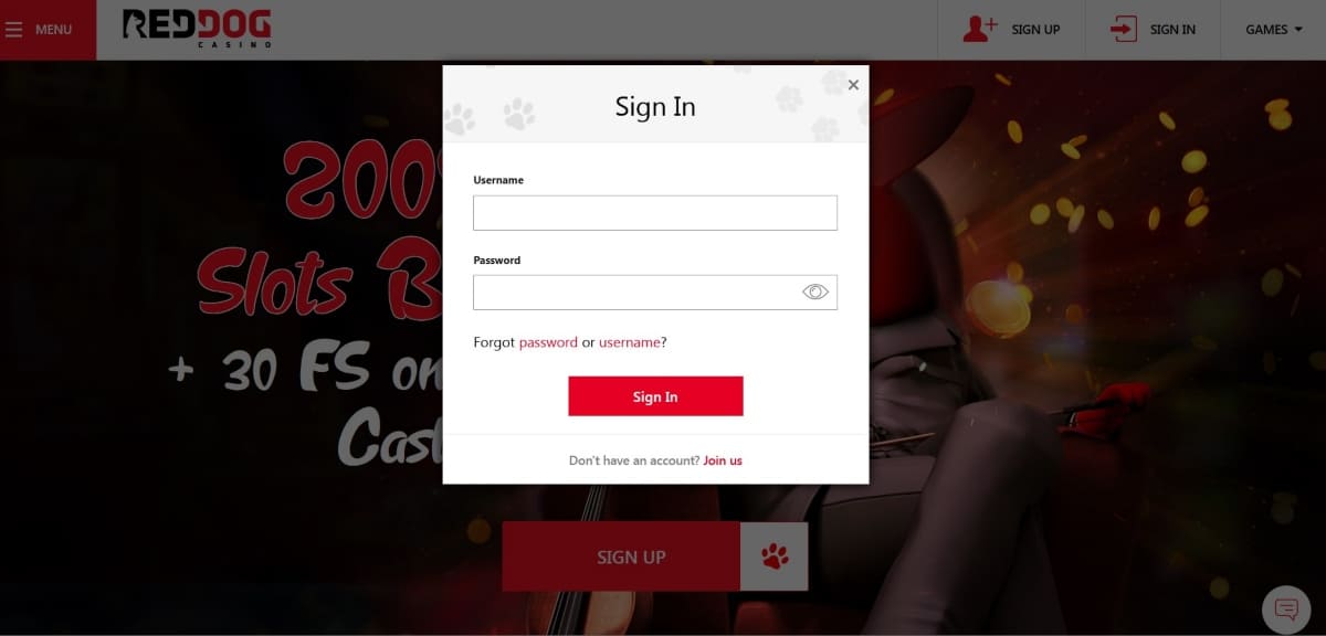 Red Dog Casino Login