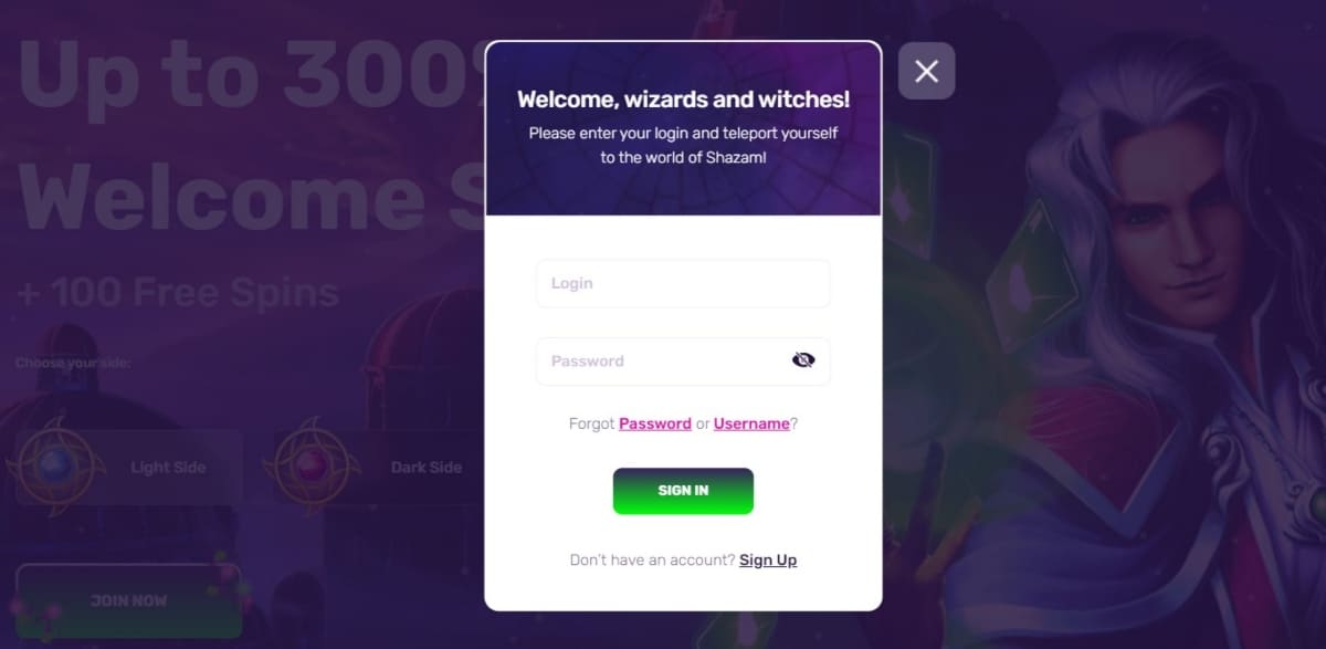 Shazam Casino Login